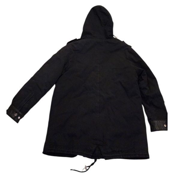 The Kooples Black Coat with Faux Fur Trim - Picture 2 of 4